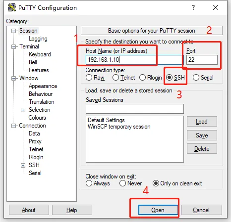 PUTTY链接设置示意图